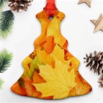 YELLOW MAPLE LEAVES Christmas Tree Ornament (2 Sides) Back