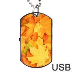 Yellow Maple Leaves Dog Tag Usb Flash (one Side)