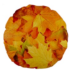 Yellow Maple Leaves Large 18  Premium Round Cushions by trendistuff