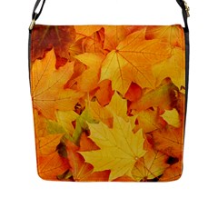 Yellow Maple Leaves Flap Messenger Bag (l) 