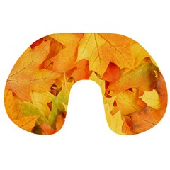 Yellow Maple Leaves Travel Neck Pillows by trendistuff