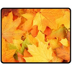 Yellow Maple Leaves Double Sided Fleece Blanket (medium) 