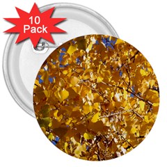 Yellow Leaves 3  Buttons (10 Pack) 