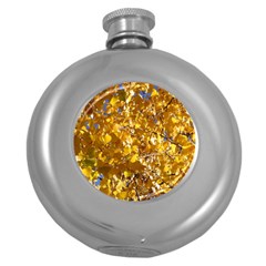 Yellow Leaves Round Hip Flask (5 Oz)