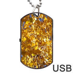 Yellow Leaves Dog Tag Usb Flash (one Side)