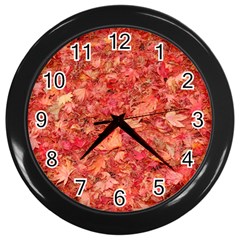 Red Maple Leaves Wall Clocks (black)