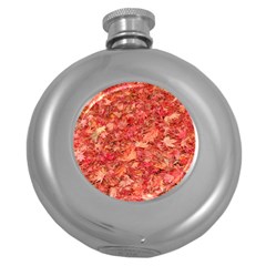 Red Maple Leaves Round Hip Flask (5 Oz) by trendistuff