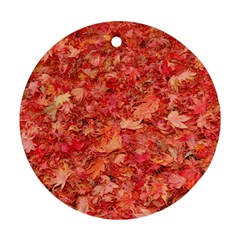 Red Maple Leaves Round Ornament (two Sides)  by trendistuff