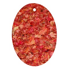 Red Maple Leaves Oval Ornament (two Sides) by trendistuff