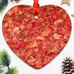 Red Maple Leaves Heart Ornament (2 Sides) by trendistuff