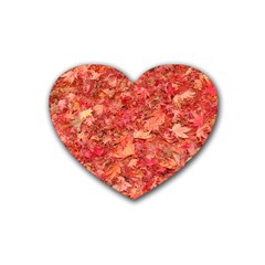 Red Maple Leaves Rubber Coaster (heart)  by trendistuff