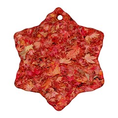 Red Maple Leaves Snowflake Ornament (2-side) by trendistuff