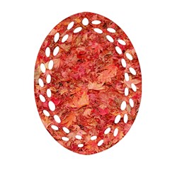 Red Maple Leaves Oval Filigree Ornament (2-side)  by trendistuff