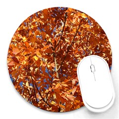 Orange Leaves Round Mousepads