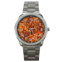 Orange Leaves Sport Metal Watches