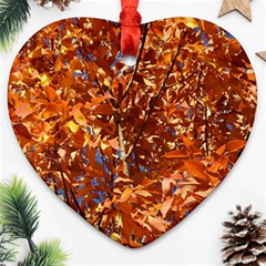 Orange Leaves Heart Ornament (2 Sides) by trendistuff