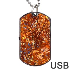 Orange Leaves Dog Tag Usb Flash (one Side)