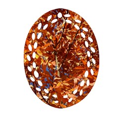 Orange Leaves Oval Filigree Ornament (2-side) 