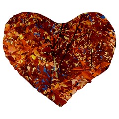 Orange Leaves Large 19  Premium Heart Shape Cushions