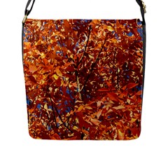 Orange Leaves Flap Messenger Bag (l)  by trendistuff