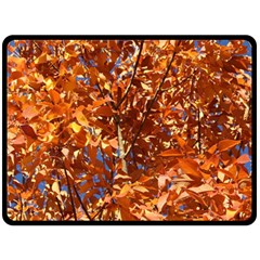 Orange Leaves Double Sided Fleece Blanket (large) 