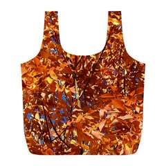 Orange Leaves Full Print Recycle Bags (l) 