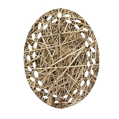 Light Colored Straw Oval Filigree Ornament (2-side) 