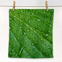 Green Leaf Drops Face Towel