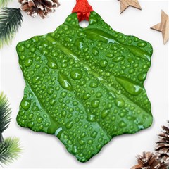 Green Leaf Drops Snowflake Ornament (2-side) by trendistuff