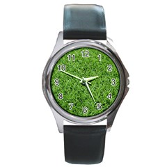 Green Grass 2 Round Metal Watches