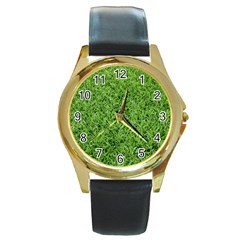 Green Grass 2 Round Gold Metal Watches