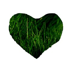 Green Grass 1 Standard 16  Premium Flano Heart Shape Cushions