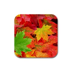 AUTUMN LEAVES 1 Rubber Square Coaster (4 pack) 