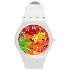 AUTUMN LEAVES 1 Round Plastic Sport Watch (M)