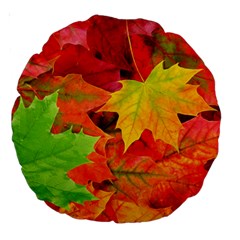 AUTUMN LEAVES 1 Large 18  Premium Round Cushions