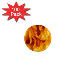 Yellow Flames 1  Mini Magnets (100 Pack) 