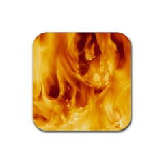 Yellow Flames Rubber Coaster (square)  by trendistuff