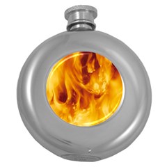 Yellow Flames Round Hip Flask (5 Oz) by trendistuff