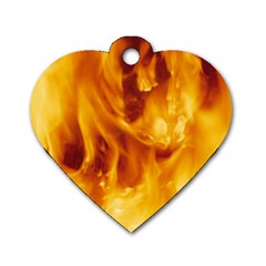 Yellow Flames Dog Tag Heart (two Sides) by trendistuff