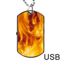 Yellow Flames Dog Tag Usb Flash (one Side)