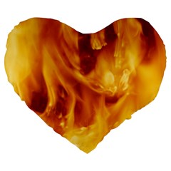 Yellow Flames Large 19  Premium Heart Shape Cushions