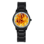 YELLOW FLAMES Stainless Steel Round Watches Front