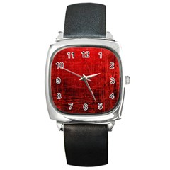 Shades Of Red Square Metal Watches by trendistuff