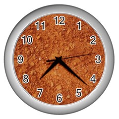 Orange Clay Dirt Wall Clocks (silver)  by trendistuff