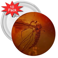 MOSQUITO IN AMBER 3  Buttons (10 pack) 