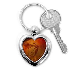 MOSQUITO IN AMBER Key Chains (Heart) 