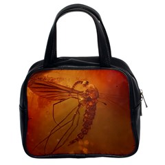 Mosquito In Amber Classic Handbags (2 Sides) by trendistuff