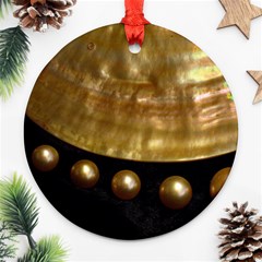 Golden Pearls Round Ornament (two Sides)  by trendistuff