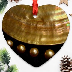 Golden Pearls Heart Ornament (2 Sides) by trendistuff