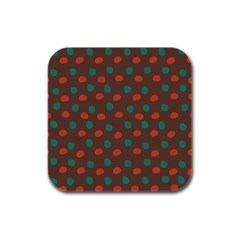 Distorted Polka Dots Pattern Rubber Square Coaster (4 Pack) by LalyLauraFLM